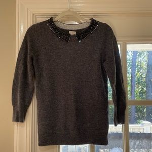 JCREW grey sweater with beaded collar (small)
